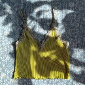 Lace Trim Ribbed Tank Top